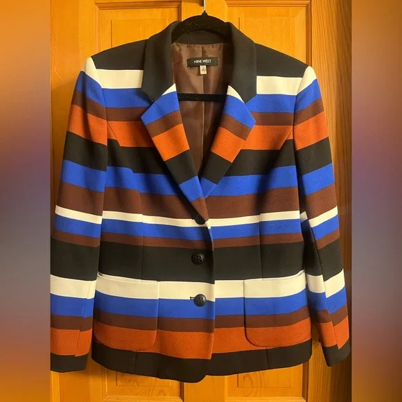 Nine West Striped Blazer Size 10 - Picture 1 of 4